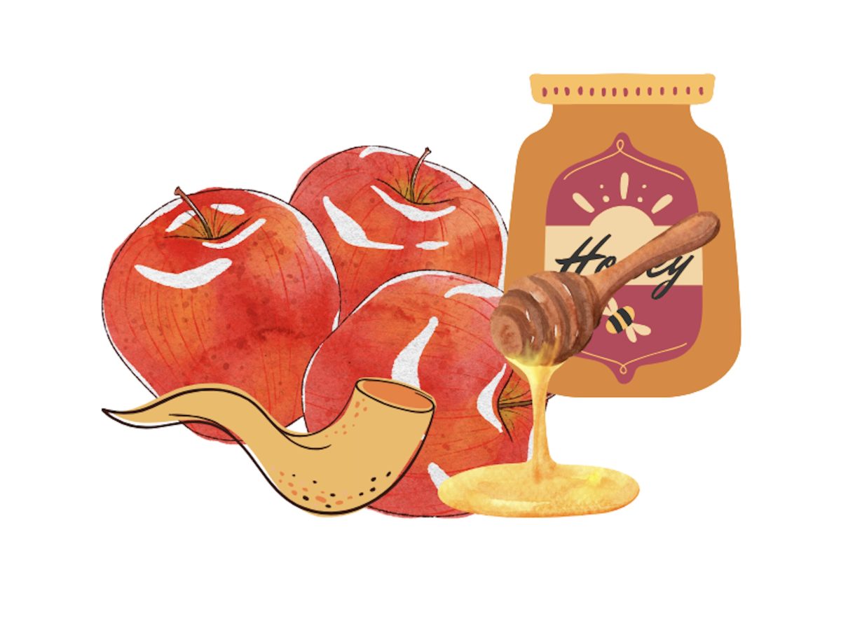 During a Rosh Hashanah seder, apples with honey are served to represent a sweet new year. 